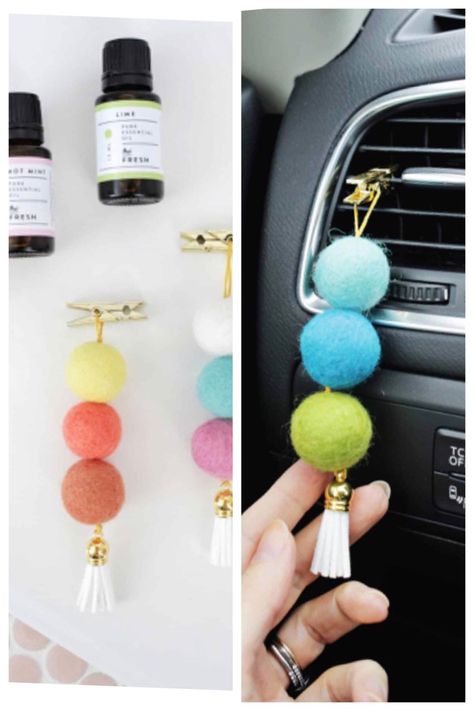 Felt Ball Crafts, Diy Essential Oil Diffuser, Summertime Crafts, Diy Earrings Easy, Diy Air Freshener, Needle Felted Christmas, Felt Beads, Needle Felting Tutorials, Pom Pom Crafts