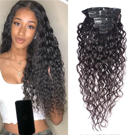 Wavy Clip In Extensions Black Women, Wavy Clip Ins, Clip In Hair Pieces, Hair Extensions Clip, Extensions Clip In, Curly Clip Ins, Best Clips, Clip In Extensions, Water Waves