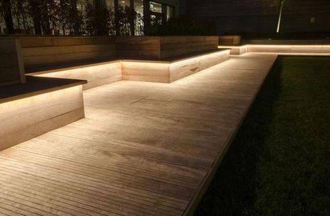 Outdoor Deck Lighting, Outdoor Led Strips, Landscape Lighting Design, Flexible Led Strip Lights, Outdoor Cinema, Led Strip Lights, Landscape Plans, Deck Lighting, Led Outdoor Lighting