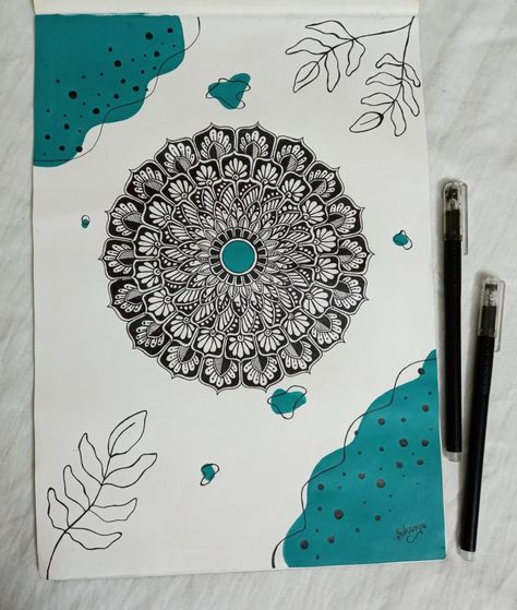 Sea Green Aesthetic, Aesthetic Mandala Art, Aesthetic Mandala, Dot Painting Tools, Diy Mandala, Mandala Book, Watercolor Mandala, Art Sketches Doodles, Mandala Art Therapy