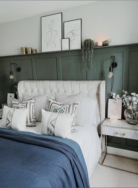 Mudroom Bench Seat, Feature Wall Bedroom, Sage Green Bedroom, Wall Panels Bedroom, Bedroom Renovation, Bedroom Panel, Mudroom Bench, Bedroom Refresh, Room Makeover Bedroom