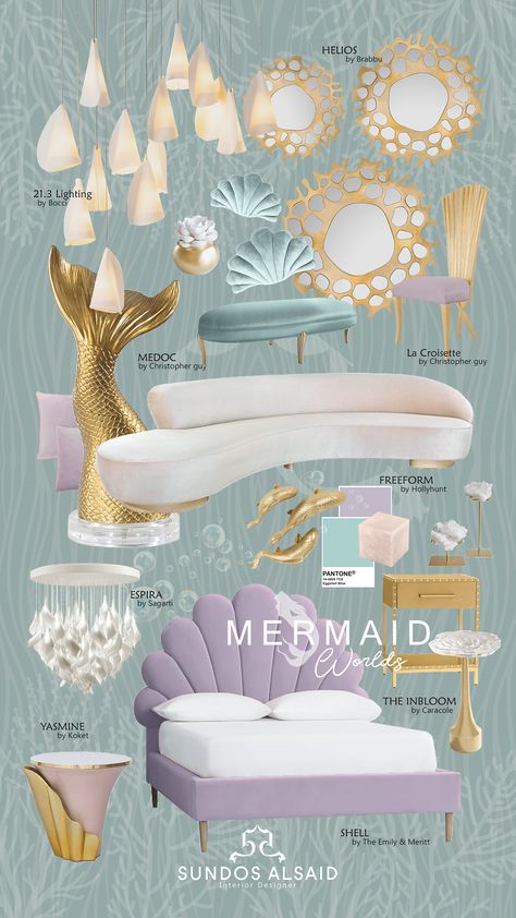 Mermaid Room Decor, Mermaid Bedroom, Mermaid Room, Deco Studio, Mermaid Decor, Hus Inspiration, Room Makeover Inspiration, Dream House Interior, Room Inspiration Bedroom