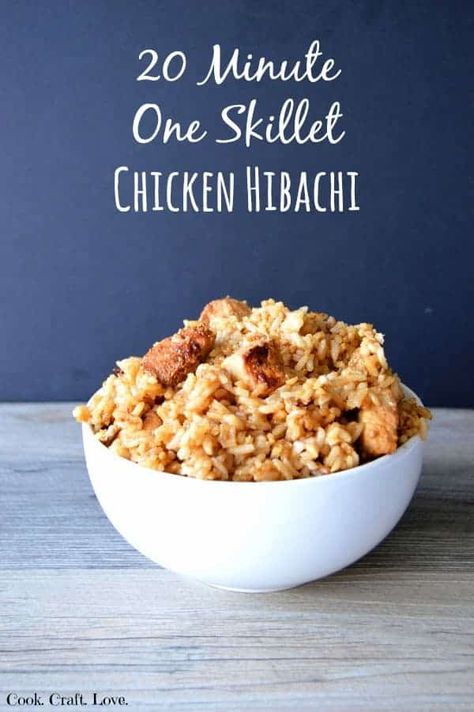 20 Minute One Skillet Chicken Hibachi - Cook. Craft. Love. Hibachi Homemade, Chicken Hibachi, Hibachi Recipe, Easy Hibachi, One Skillet Chicken, Yummy Nummies, Hibachi Recipes, Hibachi Chicken, Griddle Recipes