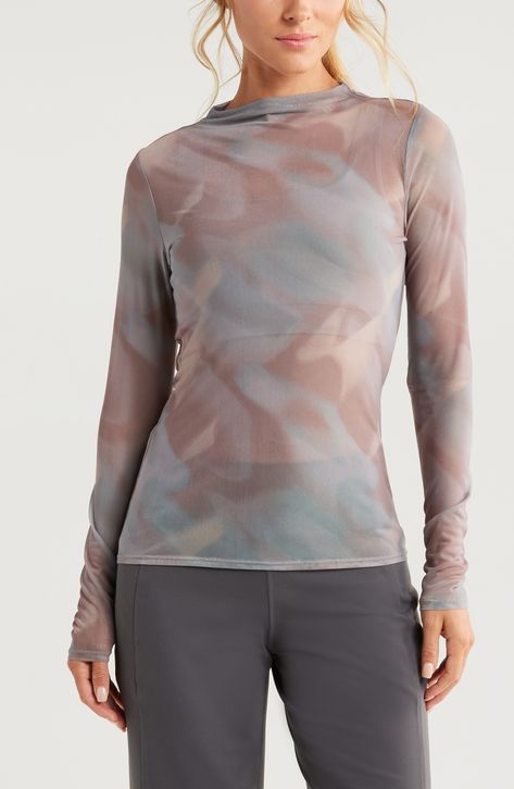 Zella Women's Sheer Luck Long Sleeve Mesh T-Shirt available at #Nordstrom Purple Moon, Sheer Mesh Top, Mesh T Shirt, Sport Chic, Clothing Items, Women Clothes Sale, Mesh Top, Women's Clothing, Nordstrom