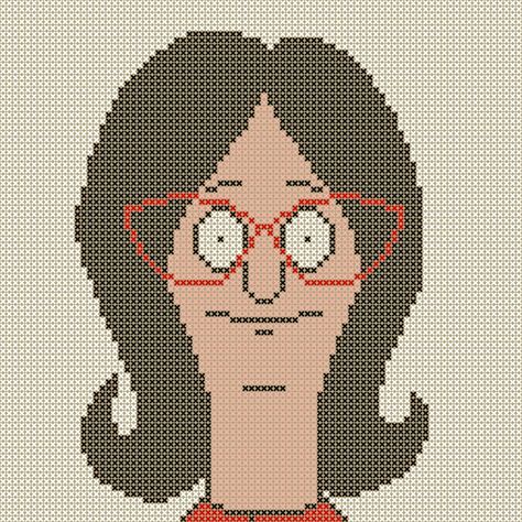 A page full of Bob's Burger's based charts suitable for cross stitch and intarsia. Punch Rugs, Crochet Bob, Hama Art, Bob S, Beads Patterns, Pixel Crochet, Bob's Burgers, Tapestry Crochet Patterns, Cross Stitch Bookmarks