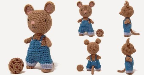 An 8" tall mouse amigurumi with a cookie from the children's book If You Give a Mouse a Cookie . The pattern is available on Ravelry o... If You Give A Mouse A Cookie Crochet Pattern, Crochet Sets, Book Crochet, Mouse Amigurumi, Mouse A Cookie, Children's Book Characters, Clothing Crafts, Extra Yarn, Crocheted Hat