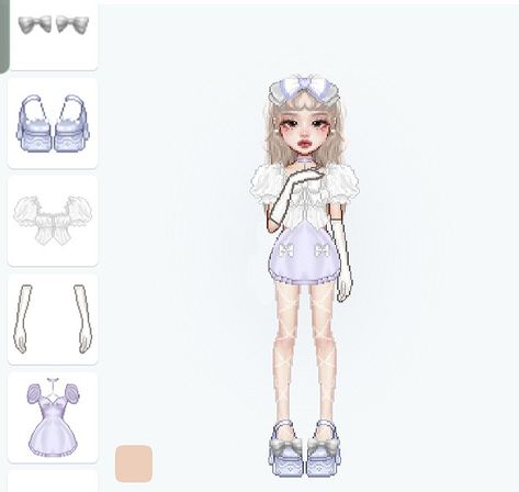 Everskies, outfit,purple,cute,dress,white Purple Cute Dress, Cinnamon Roll Sanrio, Ap Portfolio, Kpop Shifting, Everskies Fits, Purple Cute, Purple Outfit, Everskies Outfits, Bratz Inspired Outfits