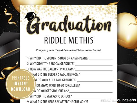 Graduation Riddle Game | Graduation Games For Kids, Teens, and Adults | College Grad Games | Grad Party | Graduation Classroom Activity https://etsy.me/3qey2qb #graduationriddle #graduationparty #graduationgame #gradparty #classroomgradparty #teengraduation #grade8grad Grad Games, Graduation Games, Riddle Games, Reunion Games, Classroom Activity, Game Card, Game Cards, Graduation Day, Student Studying