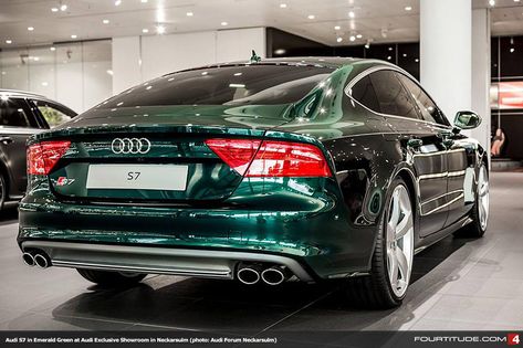 Audi S7 in Emerald Green Emerald Green Car, Audi A7 Interior, New Audi Car, Audi Sedan, 2014 Aesthetic, Audi A7, Audi Rs, Audi Cars, Green Pearls