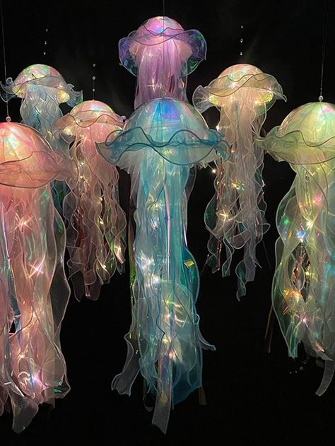 1pc Creative Jellyfish Lantern Mermaid Birthday Party Diy Underwater Animal Theme Decor For Girl's Summer Birthday Party Supplies | SHEIN USA Jellyfish Birthday, Jellyfish Lantern, Mermaid Pirate Party, Bedroom For Kids, Ocean Themed Bedroom, Mermaid Pirate, Birthday Party Diy, Underwater Animals, Summer Birthday Party