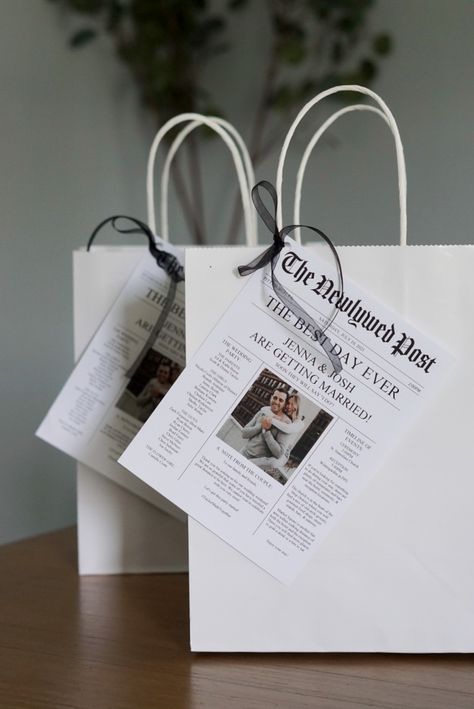 Hotel welcome bags for wedding Wedding Guest Hotel Welcome Bags Diy, Newspaper Welcome Bag, Hotel Wedding Gift Bags, Welcoming Gifts For Guests, Welcome Gifts For Wedding Guests Hotels, Wedding Welcome Bag Newspaper, Welcome Bags Wedding What To Put In, Welcome Bags Wedding Hotel, Welcome Gift Bags Wedding