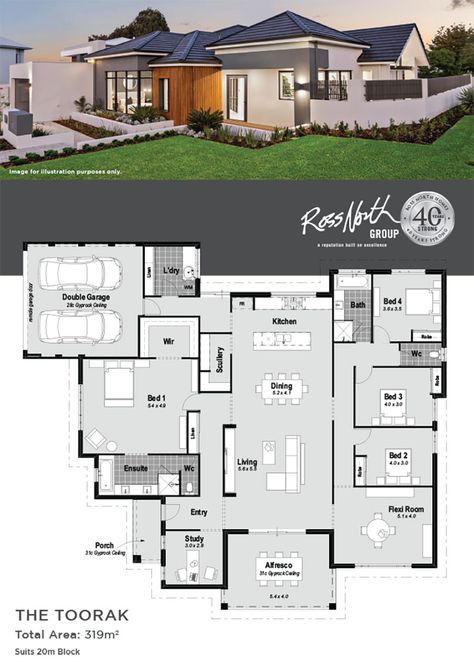 Australian House Plans, Floor Plan Elevation, Multigenerational House, Single Storey House Plans, 2d Floor Plan, Plan Elevation, Australian House, Small Cottage Homes, Brick Construction