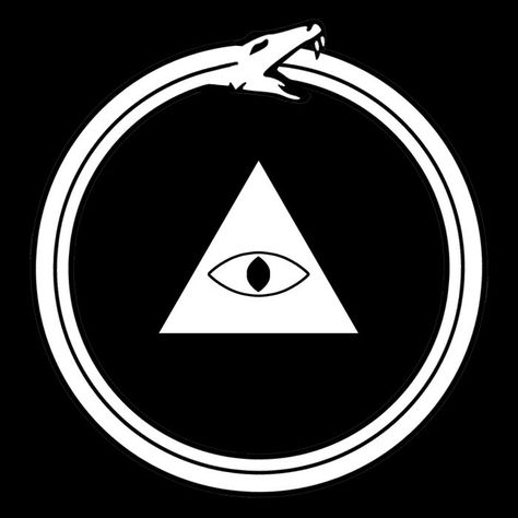 Simple Geometric Ouroboros and Eye of Horus Third Eye Triangle (Black and White B&W) Third Eye Triangle Tattoo, Third Eye Logo, Pyramid Eye Tattoo Design, Illumanti Tattoo Third Eye, Egyptian Third Eye Tattoo, Triangle Symbol, Triangle Eye, Dark Tide, Mangekyou Sharingan