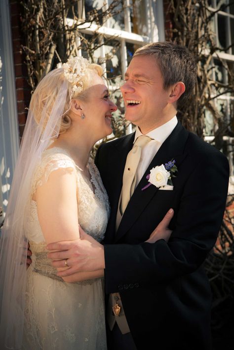 Amanda Abbington & Martin Freeman in Sherlock Mary Watson, Sherlock Season 3, Amanda Abbington, Mycroft Holmes, Rupert Graves, Jim Moriarty, Mrs Hudson, Mark Gatiss, Steven Moffat