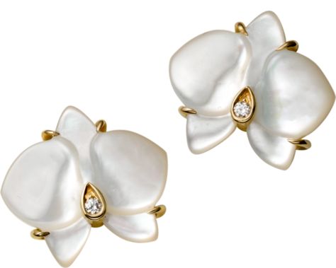 Cartier Mother of Pearl Orchids Plant Jewelry, Mother Of Pearl Jewelry, Mother Of Pearl Earrings, Basic Jewelry, Jade Jewelry, Floral Jewellery, Enamel Jewelry, Artistic Jewelry, Cartier