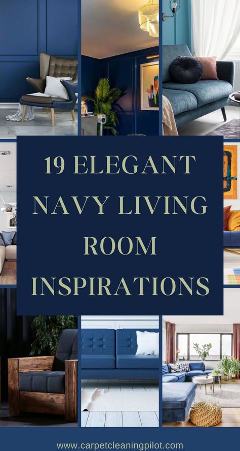 Transform your living room with these 19 stunning ideas featuring navy hues. From rich textures to unexpected contrasts, create a space that exudes timeless charm and modern elegance! Navy Living Room Ideas, Navy Living Room, Navy Blue Furniture, Navy Velvet Sofa, Navy Living, White Brick Fireplace, Navy Sofa, Navy Blue Decor, Navy Living Rooms