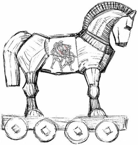 Greece Drawing Simple, Simple Horse Drawing, Mythology Drawings, Troy Horse, Easy Horse Drawing, Greece Drawing, Soldier Drawing, Tiger Drawing, Horse Sketch