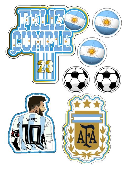 toppers cake edita nombre y edad y listo! Messi Cake Topper Printable, Argentina Cake Ideas, Messi Theme Cake, Pastel Messi, Messi Printable, Topper Argentina, Messi Cake Ideas, Messi Birthday Cake, Argentina Cake