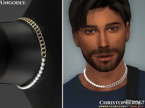 Ts4 Male Necklace, Male Necklace, Cc Accessories, Male Sims, Gym Bro, Cc Shopping, San Myshuno, Mint Earrings, Aesthetic Ocean