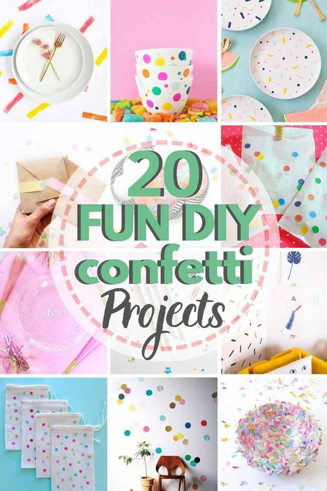 20 fun & colorful DIY confetti projects! So many cute DIY ideas here from plates to walls and more! #DIY #confetti Cute Diy Ideas, Confetti Ideas, Craft Projects For Adults, Diy Confetti, Diy Projects To Sell, Budget Friendly Decor, Cute Diy, Confetti Party, Seasonal Crafts