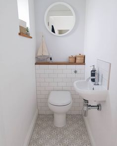 WC ideas. Downstairs toilet ideas. Small bathroom ideas. WC tiles. Toilet metro tiles. Laura Ashley Mr Jones tiles. Laura Ashley Mr Jones Tiles, Mr Jones Tiles, Laura Ashley Mr Jones, Downstairs Toilet Ideas, Laura Ashley Bathroom, Bathroom Restoration, Tiles Toilet, Wc Ideas, Restroom Remodel