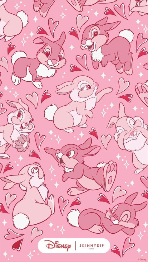 Thumper Disney Wallpaper, Disney Pink Wallpaper, Pink Cartoon Wallpaper, Jelly Wallpaper, Tout Rose, Bunny Wallpaper, Disney Collage, Disney Phone Wallpaper, Valentines Wallpaper