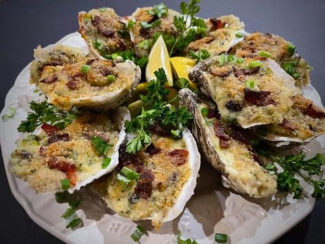 Oysters Bienville Recipe Oysters Bienville, Shrimp And Mushrooms, Baked Oysters, Bacon Shrimp, Oyster Stew, Oysters Rockefeller, Grilled Oysters, Oyster Crackers, Fresh Oysters