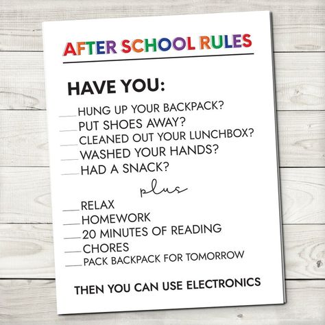 After School Rules, Summer Rules, Rules For Kids, Responsibility Chart, After School Routine, Printable Chore Chart, Kids Schedule, School Rules, Chore Chart Kids