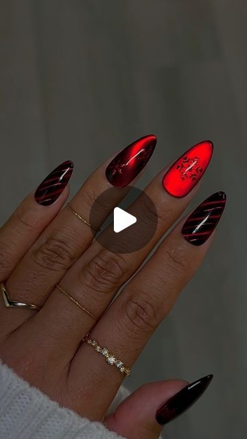 Red Glass Nails, Red Christmas Nails, Makeup Video, Holiday Inspo, Gel Extensions, Glass Nails, Festive Look, Cat Eyes, David Beckham