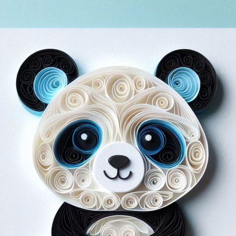 Paper Quilling Panda, Panda Quilling, Quilling 3d, Crown Crafts, Quilled Paper Art, Handmade Paper Crafts, Paper Quilling Designs, Charcoal Art, Half Life