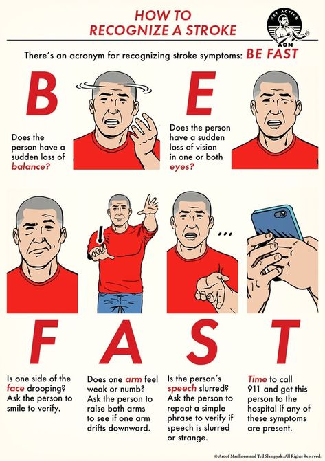 Every year in the United States alone, nearly a million people have a stroke. Strokes can strike at any age, but the chances of suffering a stroke increase as you get older. The most common age range for strokes is the 70s. A stroke occurs when blood supply to part of the brain is blocked […] Best Riddles For Kids, Er Tech, Work Notes, First Aid Tips, Loss Of Balance, Survival Skills Life Hacks, Teacher Conferences, Math Strategies, Reference Chart