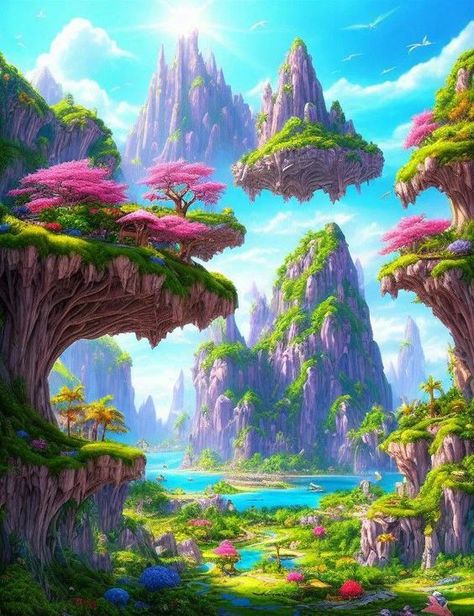 Modern Perspectives: Exploring Landscape Design Trends Mountain Landscape Photography, Background Phone, Magic Land, Anime City, Island Theme, Modern Magic, My Fantasy World, Fantasy City, Fantasy Castle