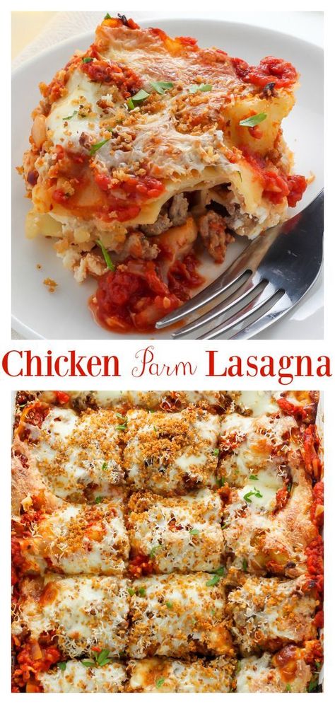 Meals With Ground Chicken Dinners, Chicken Parmesan Lasagna Recipes, Ground Chicken Lasagna Recipes, Chicken Parm Lasagna, Ground Chicken Parmesan, Easy Chicken Lasagna Recipe, Chicken Parmesan Lasagna, Vegan Cookout, Lasagna Chicken