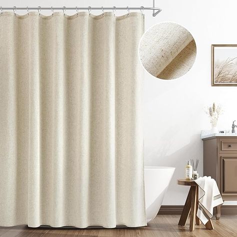 Amazon.com: Naturoom Natural Linen Shower Curtain, Country Boho Farmhouse Bath Decor Beige Shower Curtains for Bathroom Neutral Cloth Weighted Textured Fabric Bath Curtain Liner with Hooks, Cream, 72 Inch : Home & Kitchen Bathroom Cream, Bathroom Neutral, Farmhouse Beige, Target Bathroom, Linen Shower Curtain, Bath Shower Curtain, Curtains For Bathroom, Mcgee And Co, Matte Black Bathroom