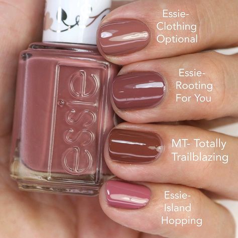 Fall Nail Colors For Light Skin, Essie Rooting For You, Soft Autumn Nail Polish Colors, Essie Fall Nail Colors, Soft Autumn Nail Polish, Soft Autumn Nail Colors, Soft Autumn Nails, Nail Essie, Beleaf In Yourself