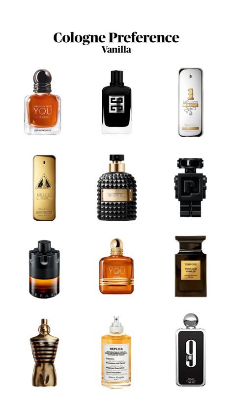 #cologne #list #vanilla #smell #swy #tomford #pacorabanne #afnan #replica #valentino #azzaro #gentlemanssociety Valentino Cologne, Vanilla Smell, Vanilla Perfume, Paco Rabanne, After Shave, Tom Ford, Vanilla, Dolce And Gabbana, Fragrance