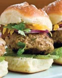 Southwestern Turkey Sliders Sliders Recipes Turkey, Emeril Recipes, Best Turkey Burgers, Turkey Sliders, Southern Turkey, Nashville Hot Chicken, Burger Sliders, Emeril Lagasse, Mini Burgers