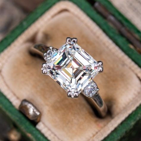 Engament Rings, Asscher Cut Diamond Engagement Ring, Asscher Engagement Ring, Asscher Cut Engagement Rings, Stackable Engagement Ring, Jewelry Drawer, Silver Engagement Ring, Asscher Cut Diamond, Diamond Engagement Rings Vintage