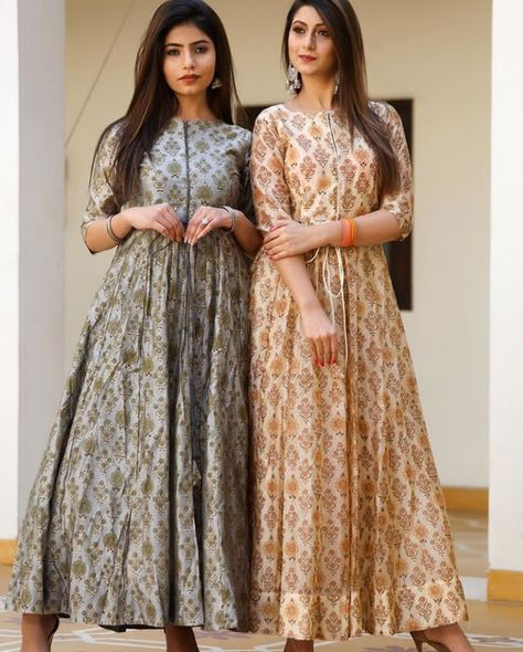 Cotton Silk Kurti Designs, Cotton Dresses Online, Silk Kurti Designs, Printed Silk Dress, Silk Kurti, Simple Kurta Designs, Designer Kurti Patterns, Long Kurti Designs, Kurta Neck Design