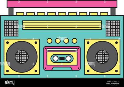 Descargar este vector: Retro cassette grabador de música estéreo - M1DCY5 de la biblioteca de Alamy de millones de fotografías, ilustraciones y vectores de alta resolución. Cassette Tape Art, 80s Cartoon, Tape Art, Art Gallery Wallpaper, Cassette Tapes, Free Svg, Back To School, Art Gallery, Mural