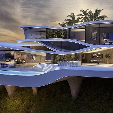 LuxuryLifestyle BillionaireLifesyle Millionaire Rich Motiv… | Flickr Futuristic House, Mansion Designs, Futuristic Home, Dream Mansion, Fancy Houses, Modern Mansion, Pool Design, Modern Architecture House, Hollywood Hills