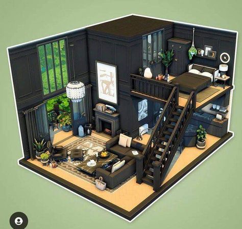 Pelan Rumah Kecil, Parisian Loft, Sims 4 Loft, Rumah Minecraft Sederhana, Loft House Design, Bilik Idaman, Pelan Rumah, Eksterior Modern, Sims 4 House Plans