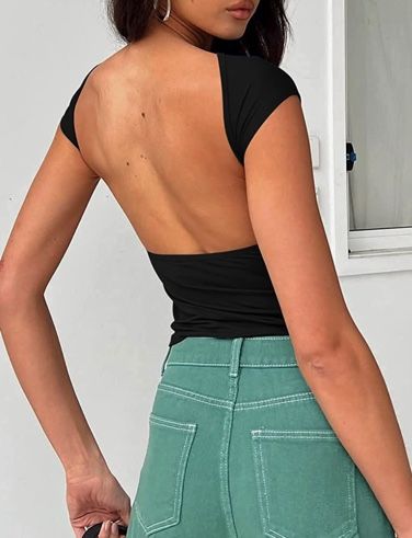 BACKLESS TOP Back Less Top Outfit, Backless Black Top, Backless Shirts, Open Back Shirts, Open Back Shirt, Backless Shirt, Backless Cami Top, Open Back Top, Tailored Clothes