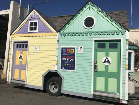 San Francisco's Public Works rolls out its Painted Lady portable toilets just in time for World Toilet Day 2017. Photo: Matier & Ross, San Francisco Public Works Cool Toilets, Ladies Toilet, World Toilet Day, Porta Potty, Classroom Images, Portable Bathroom, Public Toilet, San Francisco Houses, Painted Ladies