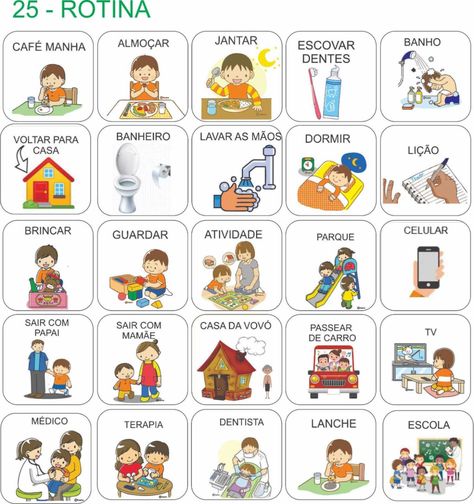 Autismo Pecs -quadro De Rotina Vertical | LIANE ROCHA _Comunicação Alternativa Uppfostra Barn, Spanish Teacher Resources, Learn Brazilian Portuguese, Spanish Classroom Activities, 1st Grade Activities, Job Cards, Calm Down Corner, Bilingual Classroom, Health Routine