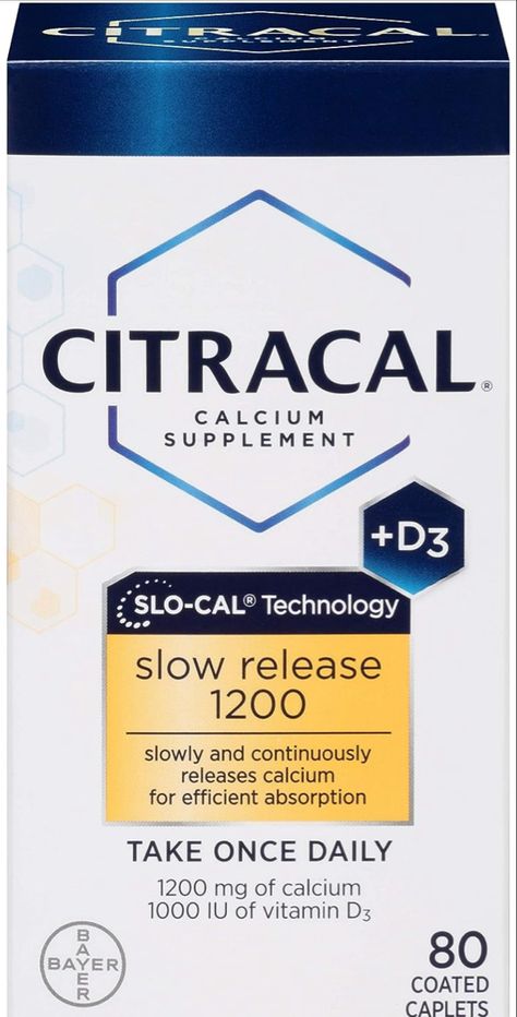 Citracal Slow Release 1200, 1200 mg Calcium Citrate and Calcium Carbonate Blend with 1000 IU Vitamin D3, Bone Health Supplement for Adults, Once Daily Caplets, 80 Count Calcium Deficiency, Calcium Citrate, Vitamin D Supplement, Calcium Supplements, Speed Up Metabolism, Calcium Vitamins, Well Balanced Diet, Calcium Carbonate, Vitamin D3