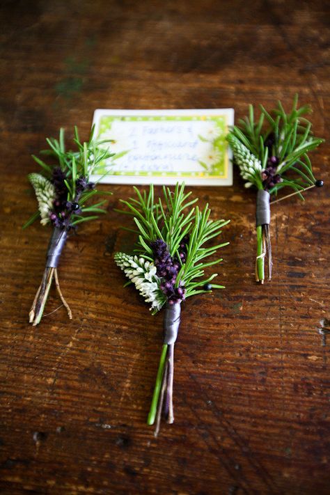 Photography by hydeparkphoto.com, Floral Design by stemfloral.com Wedding Bouquets Lavender, Lavender Boutonniere, Herb Bouquet, Barr Mansion, Lavender Rosemary, Park Photography, Boutonniere Wedding, Lavender Wedding, Wrist Corsage