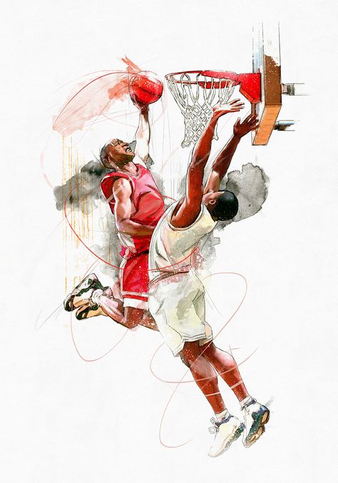 Sports Illustrations Art, Basketball Artwork, Basketball Drawings, Sport Pictures, Basketball Background, Sports Drawings, Bola Basket, Illustration Styles, Sport Poster Design