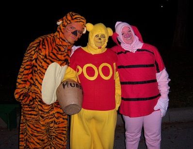 Tigger, pooh and piglet costume Pooh Tigger And Piglet Costume, Pooh And Piglet Halloween Costumes, Tiger And Pooh Costume Couple, Winnie The Pooh Tigger And Piglet Costume, Muck Up Day Costumes, Iconic Trios Costume, Tigger Make Up Halloween, Piglet Costume, Trio Costumes