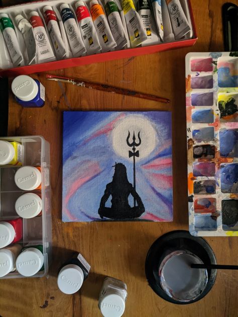 Bholenath Canvas Painting, Mini Canvas Art Shiva, Shiva On Canvas, Shiv Ji Small Canvas Painting, Natural Scenery Canvas Painting, Lord Shiva Canvas Painting Easy, Shiva Canvas Painting Easy, Shivji Canvas Painting, Mahashivratri Paintings